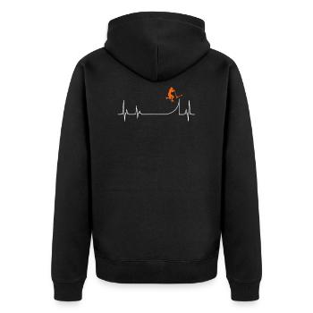 Scooter Herzschlag Tailwhip Skate Trick Geschenk - Unisex Premium Bio Zip Hoodie - Schwarz - Hinten - Nico (187cm)