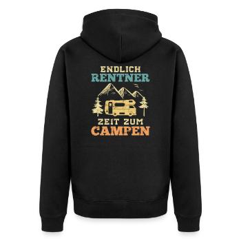 Endlich Rentner Zeit zum Campen Wohnmobil Spruch - Unisex Premium Bio Zip Hoodie - Schwarz - Hinten - Nico (187cm)