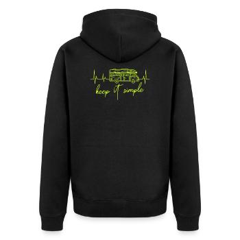 Motorhome Motorhome Heartbeat Heart Line - Unisex Premium Organic Zip Hoodie - black - Back - Nico (187cm)
