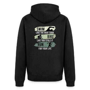 Funny Saying Triathletes Triathlon Gift - Unisex Premium Organic Zip Hoodie - black - Back - Nico (187cm)