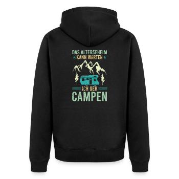 La maison de retraite peut attendre je vais camper camper - Veste à capuche bio Premium Unisexe - noir - Dos - Nico (187cm)