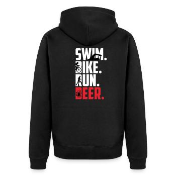 Swim Bike Run Beer Triathlete Gift Triathlon - Veste à capuche bio Premium Unisexe - noir - Dos - Nico (187cm)