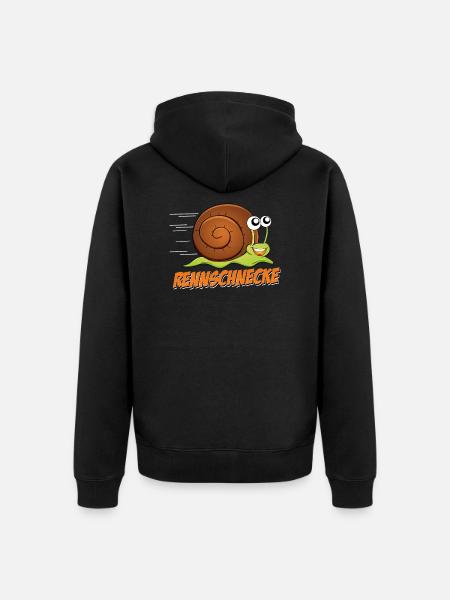Marathon Halbmarathon Geschenk Rennschnecke - Unisex Premium Bio Zip Hoodie - Schwarz
