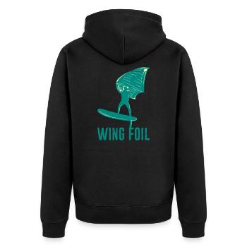Wing Foil Wing Surf Geschenk Wassersport Foiler - Unisex Premium Bio Zip Hoodie - Schwarz - Hinten - Nico (187cm)