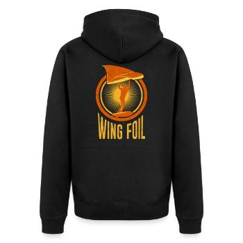 Wing Foil Wing Surf Geschenk Foil Surfer Spruch - Unisex Premium Bio Zip Hoodie - Schwarz - Hinten - Nico (187cm)