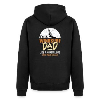 Windsurfer Papa Geschenk Windsurfing Dad Spruch - Unisex Premium Bio Zip Hoodie - Schwarz - Hinten - Nico (187cm)