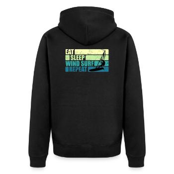 Vintage Windsurfer Gift Eat Sleep Windsurf - Unisex Premium Organic Zip Hoodie - black - Back - Nico (187cm)
