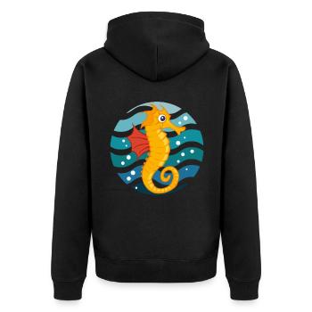 Mignon hippocampe Natation Test Nageur d’eau - Veste à capuche bio Premium Unisexe - noir - Dos - Nico (187cm)