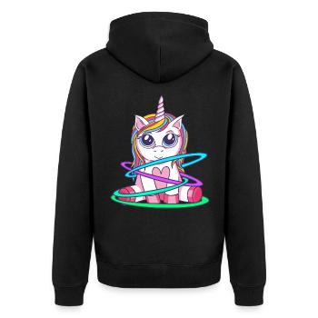 Rainbow Hulacorn Licorne Gymnastique rythmique - Veste à capuche bio Premium Unisexe - noir - Dos - Nico (187cm)