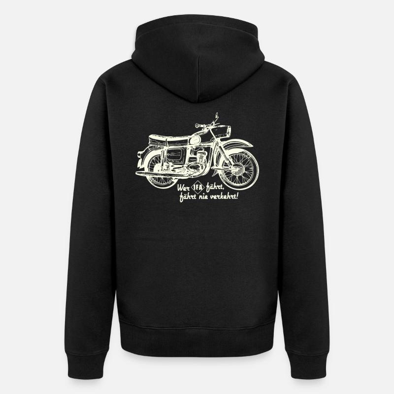 DDR Oldtimer Motorrad - emz Trophy IFA - Unisex Premium Bio Zip Hoodie - Schwarz