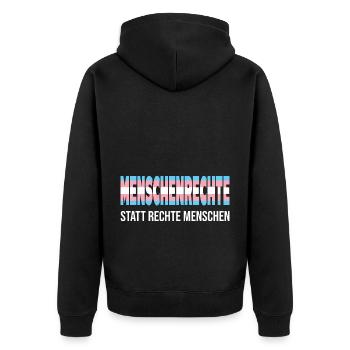 Transgender Menschenrechte Trans Pride - Unisex Premium Bio Zip Hoodie - Schwarz - Hinten - Nico (187cm)