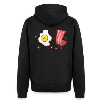 Breakfast Eggs Bacon Gift - Unisex Premium Organic Zip Hoodie - black - Back - Nico (187cm)