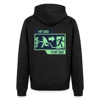 Pompier papa enfant fierté idée cadeau - Veste à capuche bio Premium Unisexe - noir - Dos - Nico (187cm)
