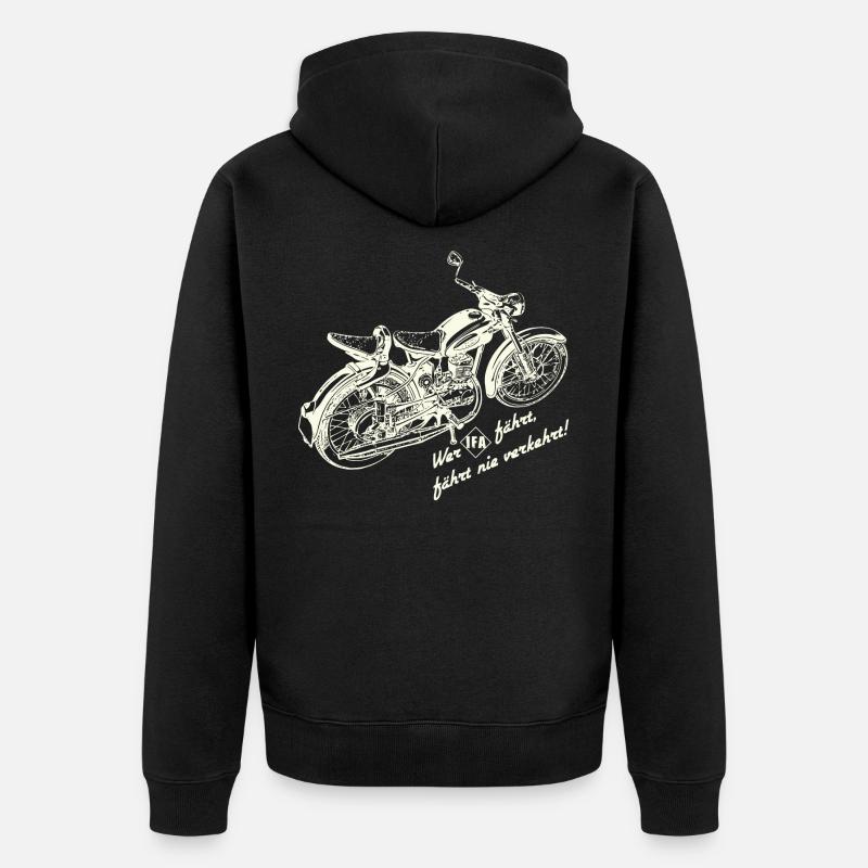 DDR Oldtimer Motorrad RT125 - Unisex Premium Bio Zip Hoodie - Schwarz