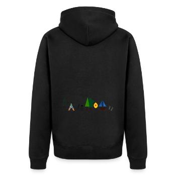 Reisefieber - Unisex Premium Bio Zip Hoodie - Schwarz - Hinten - Nico (187cm)