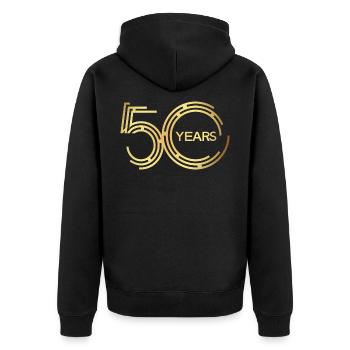 50th birthday - Unisex Premium Organic Zip Hoodie - black - Back - Nico (187cm)