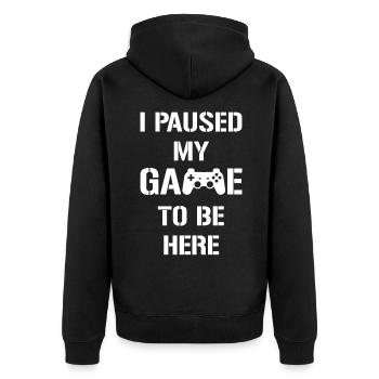 J’ai mis mon jeu en pause pour être ici - Gamer Zocker Gaming - Veste à capuche bio Premium Unisexe - noir - Dos - Nico (187cm)