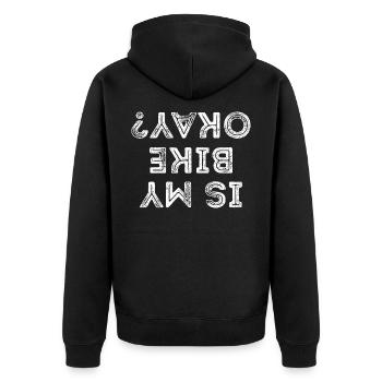 Is my bike okay? Funny saying bike - Unisex Premium Organic Zip Hoodie - black - Back - Nico (187cm)