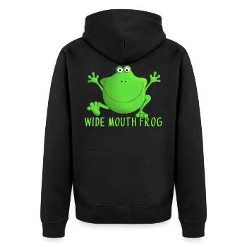 Laughing frog - Unisex Premium Organic Zip Hoodie - black - Back - Nico (187cm)