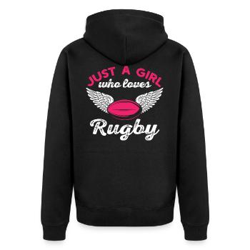 Just A Girl Who Loves Rugby - Veste à capuche bio Premium Unisexe - noir - Dos - Nico (187cm)