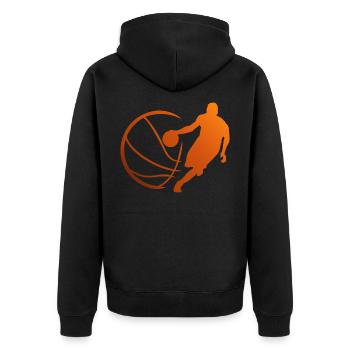 Basketball Dunking Basketballer Sport Dunking - Unisex Premium Bio Zip Hoodie - Schwarz - Hinten - Nico (187cm)