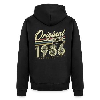 1986 Vintage Vintage Rétro Cadeau d’anniversaire - Veste à capuche bio Premium Unisexe - noir - Dos - Nico (187cm)