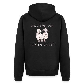 Lustige Schafe Bauern Landwirt Schäfer Geschenke - Unisex Premium Bio Zip Hoodie - Schwarz - Hinten - Nico (187cm)