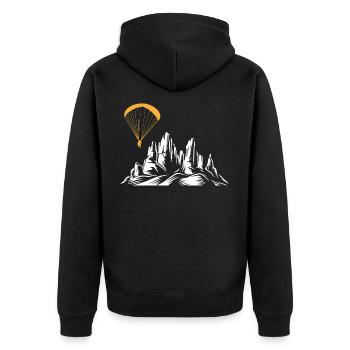 Retro Paragliding Silhouette Paragliding Mountains - Unisex Premium Organic Zip Hoodie - black - Back - Nico (187cm)