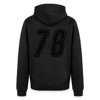 76 Number number - Unisex Premium Organic Zip Hoodie - black - Back - Nico (187cm)