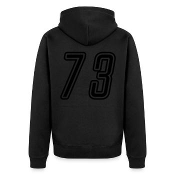 73 Zahl nummer - Unisex Premium Bio Zip Hoodie - Schwarz - Hinten - Nico (187cm)
