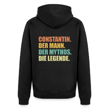Constantin Name Mythos Legende Spruch Geschenk - Unisex Premium Bio Zip Hoodie - Schwarz - Hinten - Nico (187cm)