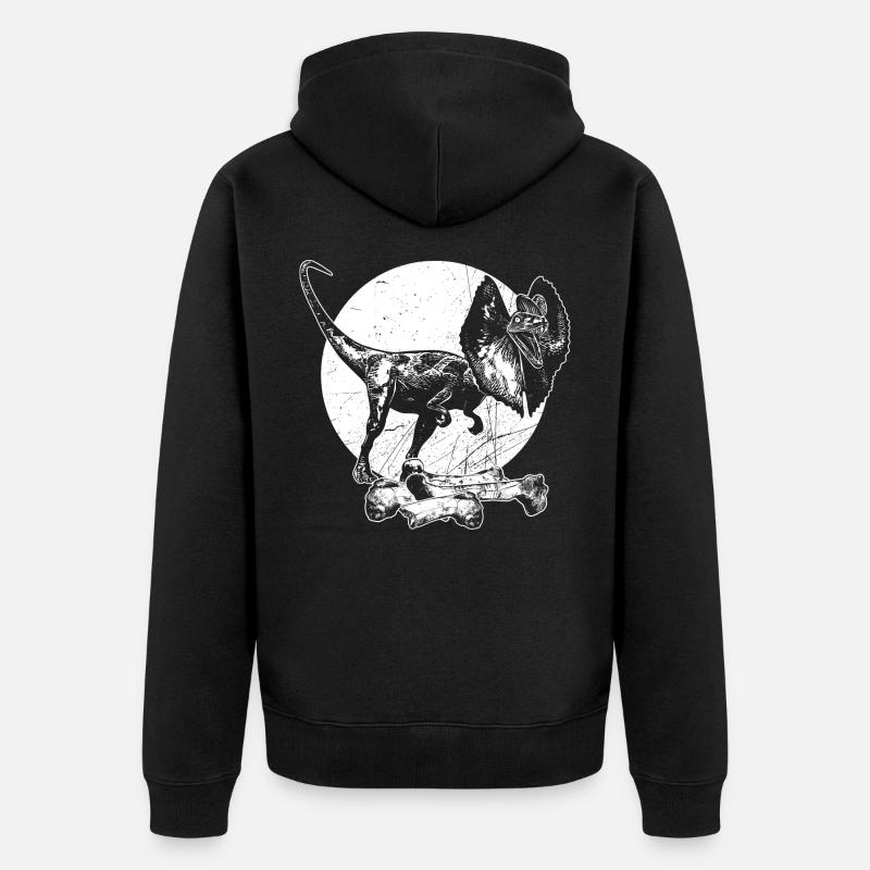 Dilophosaurus Dinosaurier Knochen Urzeit Jäger - Unisex Premium Bio Zip Hoodie - Schwarz
