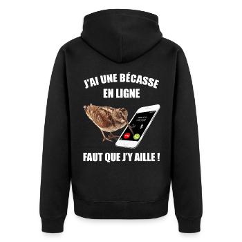 Ma bécasse m'appelle chasse humour chasseur - Veste à capuche bio Premium Unisexe - noir - Dos - Nico (187cm)