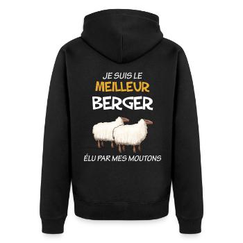 Mon berger et ses moutons c'est le meilleur - Veste à capuche bio Premium Unisexe - noir - Dos - Nico (187cm)