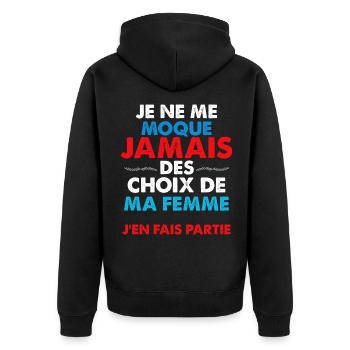 Couple marié citation humour pour mon mari - Veste à capuche bio Premium Unisexe - noir - Dos - Nico (187cm)