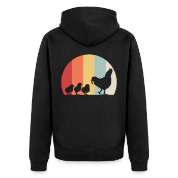 Hühner Kücken - Unisex Premium Bio Zip Hoodie - Schwarz - Hinten - Nico (187cm)