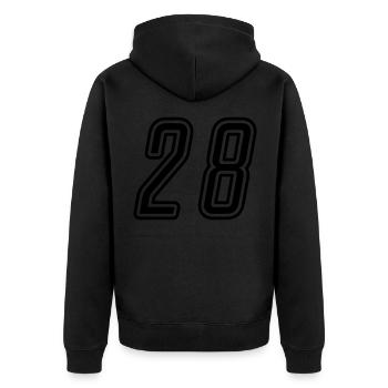 28 Zahl nummer - Unisex Premium Bio Zip Hoodie - Schwarz - Hinten - Nico (187cm)