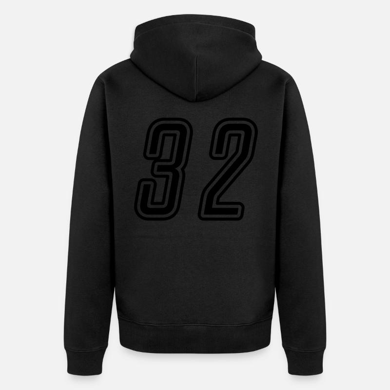 32 Numéro de numéro - Veste à capuche bio Premium Unisexe - noir