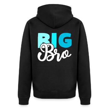 BIG BRO Bruder - Unisex Premium Bio Zip Hoodie - Schwarz - Hinten - Nico (187cm)