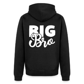 Big Bro - Unisex Premium Bio Zip Hoodie - Schwarz - Hinten - Nico (187cm)