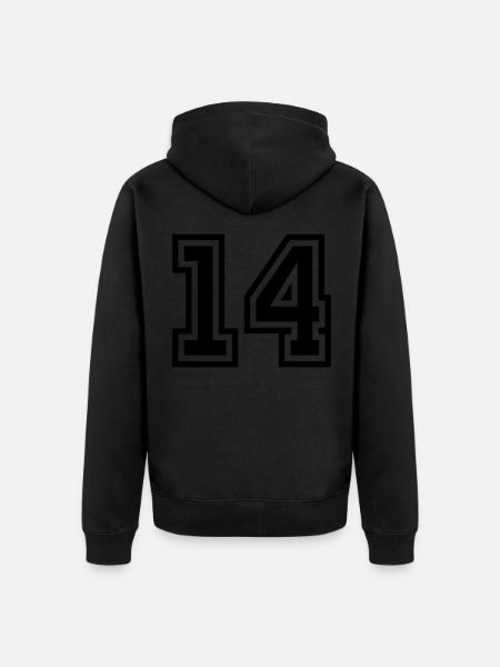 14 number symbol - Unisex Premium Organic Zip Hoodie - black