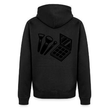 Make Up Kosmetik Icon - Unisex Premium Bio Zip Hoodie - Schwarz - Hinten - Nico (187cm)