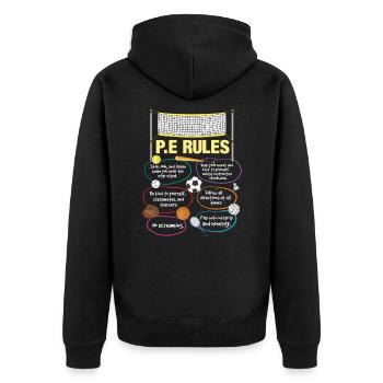 Sportlehrer Sportunterricht Trainer Schule T Shirt - Unisex Premium Bio Zip Hoodie - Schwarz - Hinten - Nico (187cm)