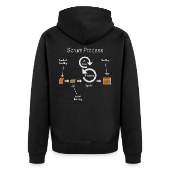 Scrum Prozess Agil Projekt Entwickler Entwicklung - Unisex Premium Bio Zip Hoodie - Schwarz - Hinten - Nico (187cm)