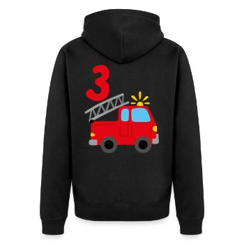 Fire Truck 3rd Birthday Birthday Party - Unisex Premium Organic Zip Hoodie - black - Back - Nico (187cm)