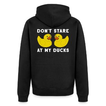 Ente Gummi Gummiente Entlein Bad Spielzeug Entchen - Unisex Premium Bio Zip Hoodie - Schwarz - Hinten - Nico (187cm)