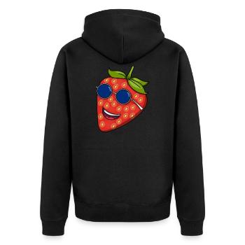 Strawberry Sunglasses Red Kawaii Summer Gardener - Unisex Premium Organic Zip Hoodie - black - Back - Nico (187cm)