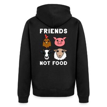 Friends Not Food Essen Vegan Vegetarisch Pflanze - Unisex Premium Bio Zip Hoodie - Schwarz - Hinten - Nico (187cm)