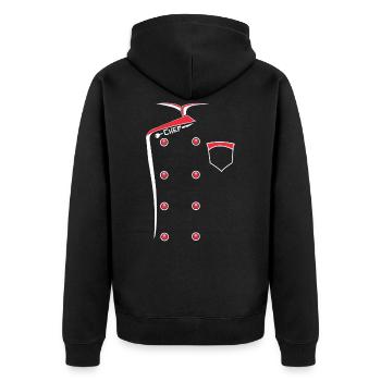 Chef Chef Chef Uniform Kitchen Gift - Unisex Premium Organic Zip Hoodie - black - Back - Nico (187cm)