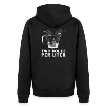 Maulwurf Mole pro Liter Chemie Physik Geschenk - Unisex Premium Bio Zip Hoodie - Schwarz - Hinten - Nico (187cm)